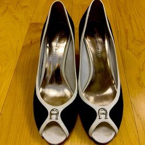 Navy and White heels size 8